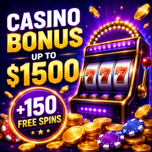 1500 $'a kadar casino bonusu + 150 free spin