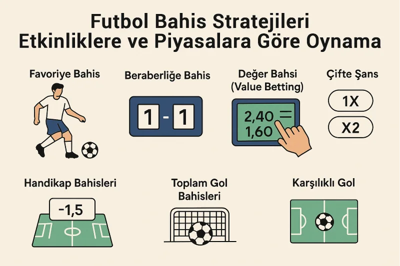 Farklı bahis stratejileri: favori, beraberlik, handikap, değer, gol sayısı